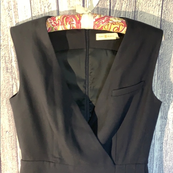 Tory Burch Wool Stretch Navy Suiting Pleat Dress 4 - Picture 3 of 9